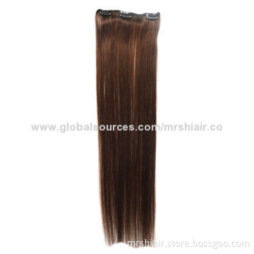 Medium brown clip-in single-piece hair Brazilian Remy extension, clip-ins 6# 50 grams, 22", 1pc/lot